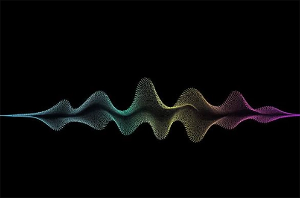 Screen showing a text prompt box with genre and mood settings above a generated audio waveform.