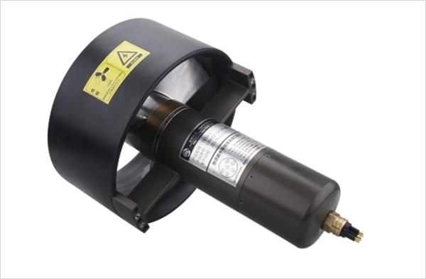 Brushless underwater thruster with shroud and propeller mounted on an ROV frame