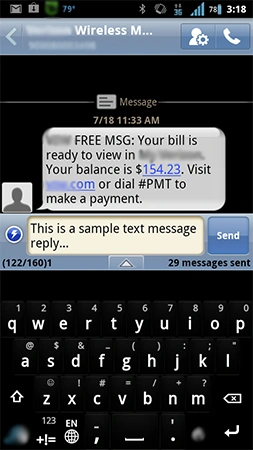 text message screen