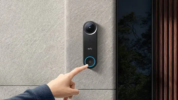 eufy Video Doorbell S4 pairs with the included eufy Chime 2 for indoor alerts at home